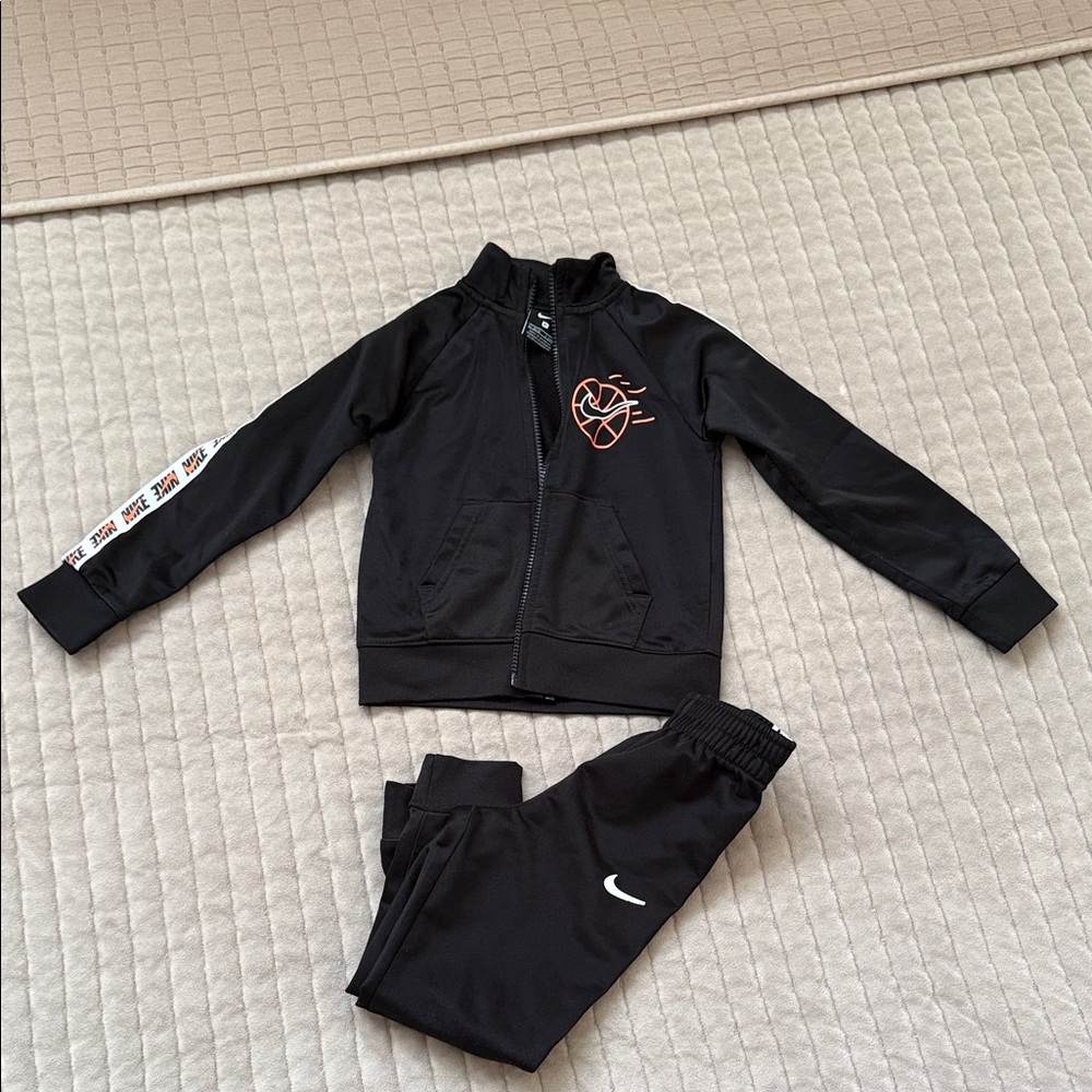 Nike Black Tracksuit with Orange Logo